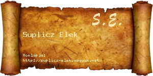 Suplicz Elek névjegykártya